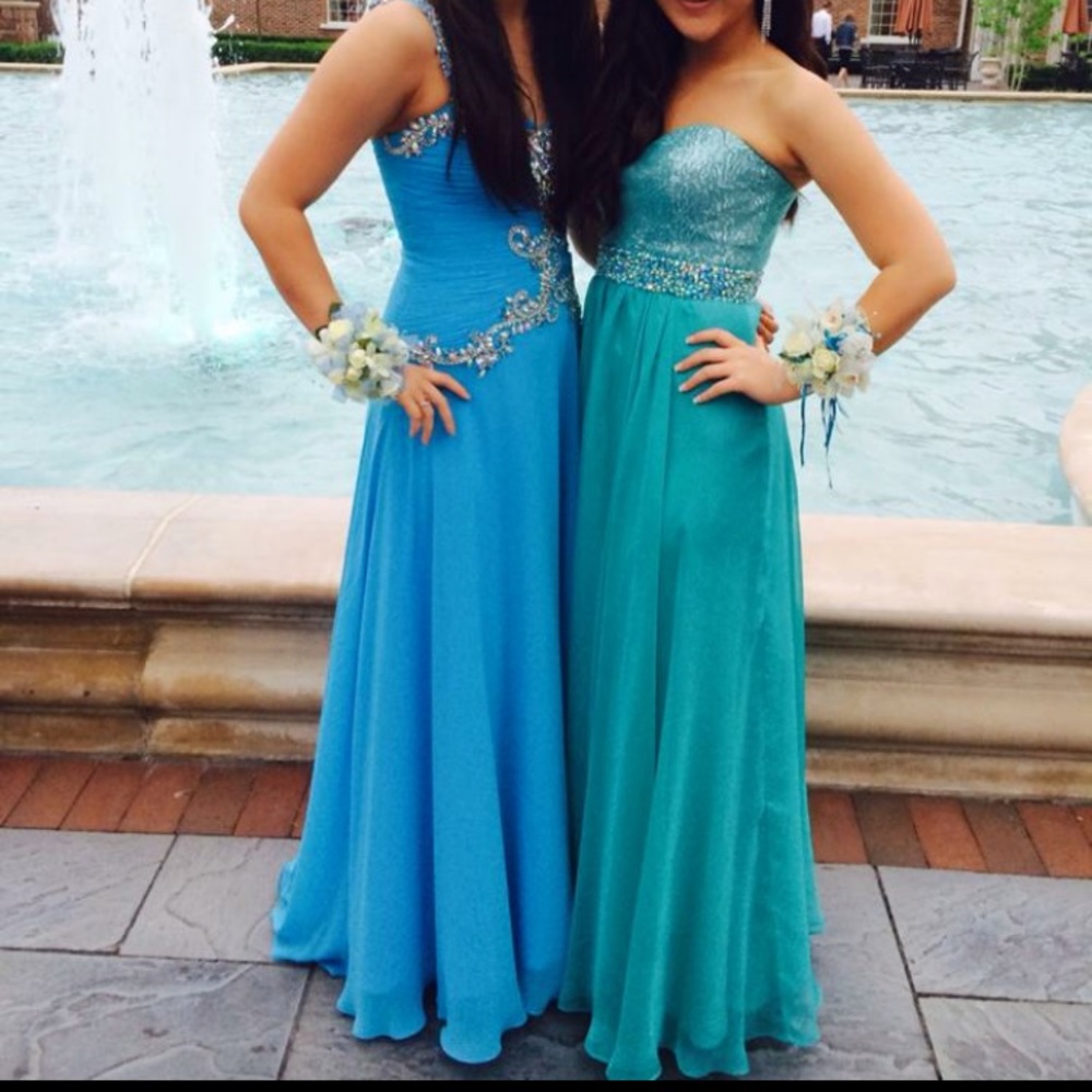 Coya collection sky blue long prom dress